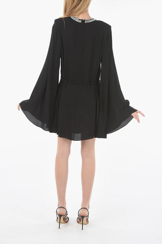 Bat-wing Sleeve Jewel Detail Short Dress
