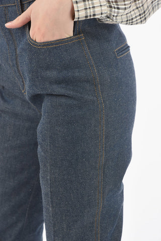 High-waisted Dark Wash Straight Fit Denims 20cm