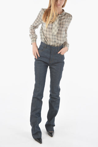 High-waisted Dark Wash Straight Fit Denims 20cm