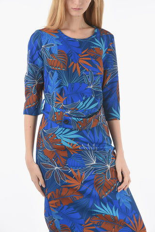 Plant Motif ALISA Dress with Belt