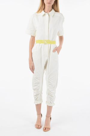 Kurzarm-Jumpsuit mit elastischem Gürtel