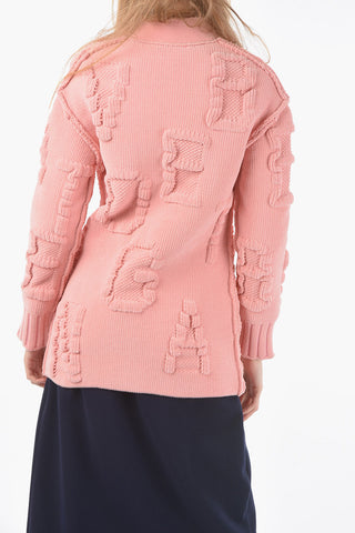 Chenille V-Neckline Cardigan with Button Closure