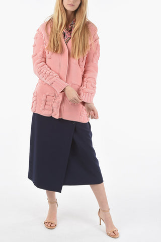 Chenille V-Neckline Cardigan with Button Closure