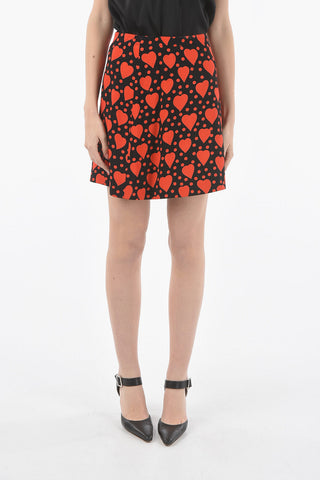 Heart Motif VERMILLON A-Line Skirt