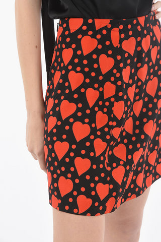 Heart Motif VERMILLON A-Line Skirt