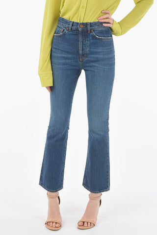 Dark-washed High-waisted Flared Jeans