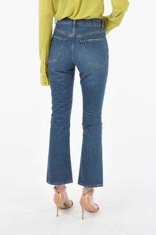 Dark-washed High-waisted Flared Jeans