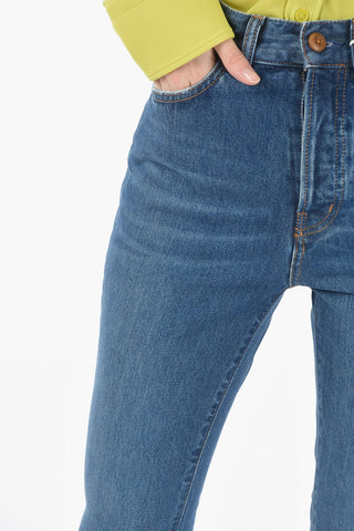 Dark-washed High-waisted Flared Jeans