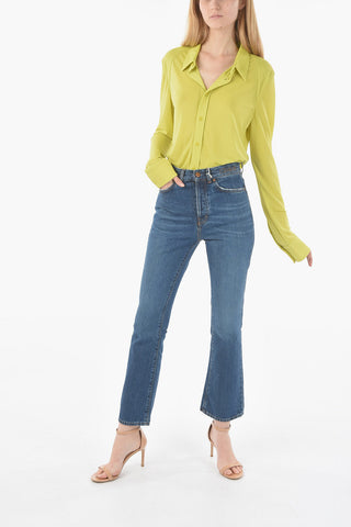 Dark-washed High-waisted Flared Jeans
