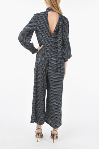 Geometric Patterned Tie Neck KARIM Jumpsuit