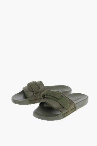 Chevron Details Rubber Slides with Touch Strap Clousure