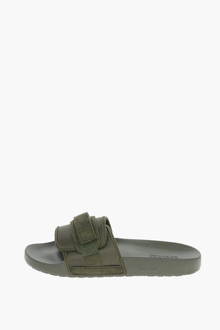 Chevron Details Rubber Slides with Touch Strap Clousure