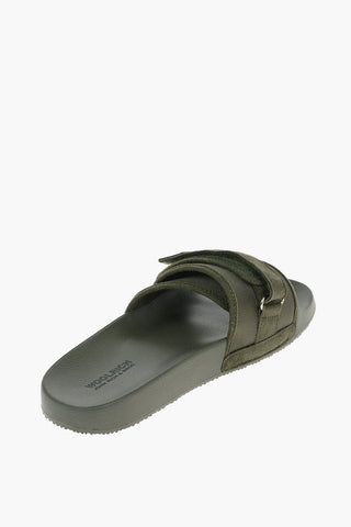 Chevron Details Rubber Slides with Touch Strap Clousure