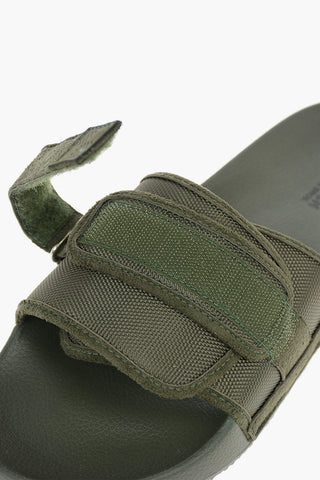 Chevron Details Rubber Slides with Touch Strap Clousure