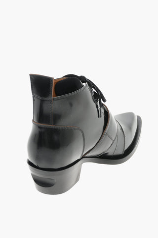 Leather Western Ankle Boots BRUSH OFF With Strap And Buckle