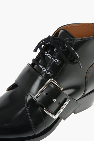 Leather Western Ankle Boots BRUSH OFF With Strap And Buckle