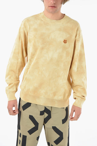 Tye-dyed Crewneck Sweater with TIGER CREST Logo Patch