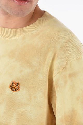 Tye-dyed Crewneck Sweater with TIGER CREST Logo Patch