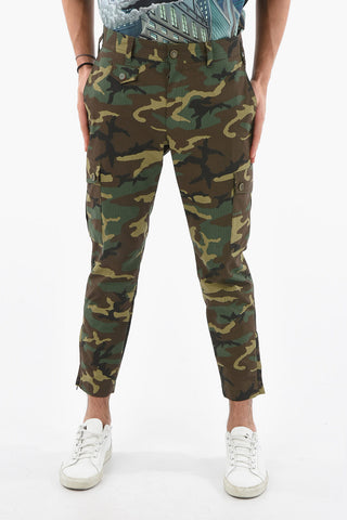 Pantaloni Cargo in stampa Camou con Zip alla Caviglia