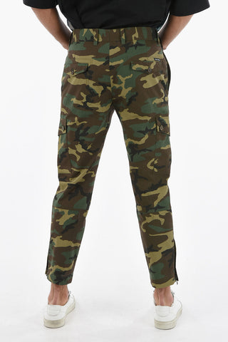 Camo-printed Cargo Pants with Ankle Zips
