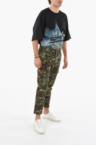 Pantaloni Cargo in stampa Camou con Zip alla Caviglia