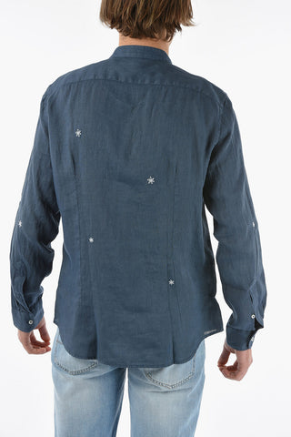 camicia BRENT in lino collo coreana