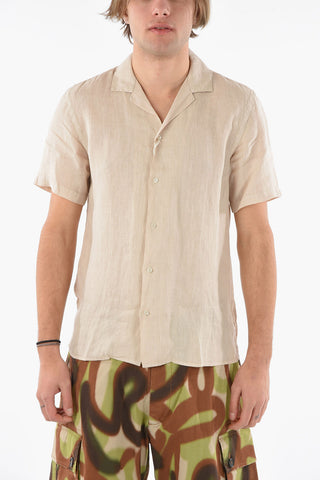 Camicia Baker Lino M/ C Tinto Capo