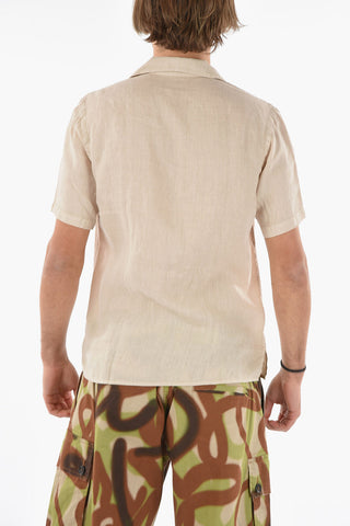 Camicia Baker Lino M/ C Tinto Capo