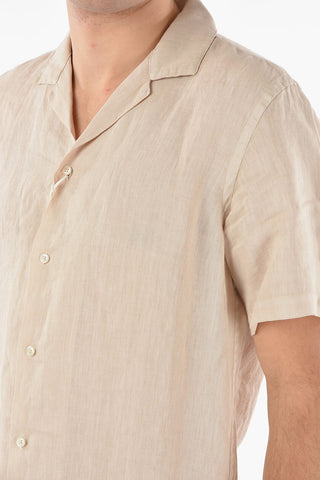 Camicia Baker Lino M/ C Tinto Capo