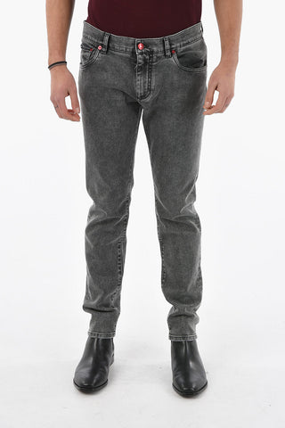 Jeans Skinny con Placca Logo 17cm