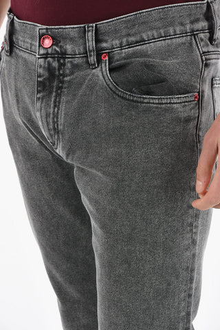 Jeans Skinny con Placca Logo 17cm