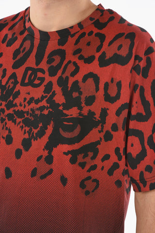 HOT ANIMALIER T-shirt Girocollo con Stampa Leopardo