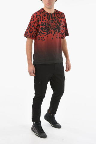HOT ANIMALIER T-shirt Girocollo con Stampa Leopardo