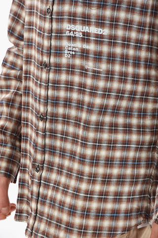 Camicia in Motivo a Quadri Tattersall con Logo a Contrasto