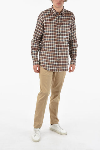 Camicia in Motivo a Quadri Tattersall con Logo a Contrasto