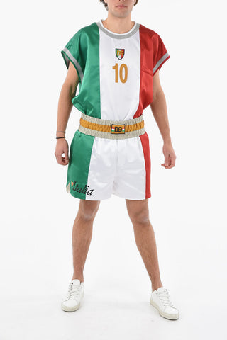Tech-satin Tricolor Jogger Shorts with DG Logo Patch
