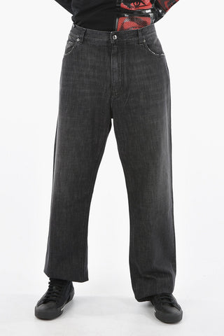 DENIM Oversized Straight-leg Jeans with Logoed Plate