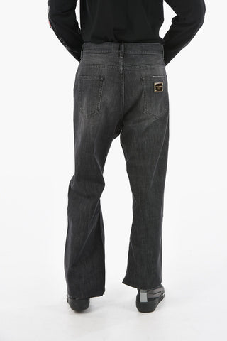 DENIM Oversized Straight-leg Jeans with Logoed Plate