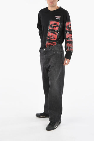 DENIM Oversized Straight-leg Jeans with Logoed Plate