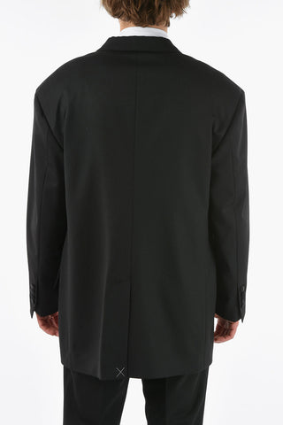Tailored Single-breasted Blazer with Satin Peak Lapel