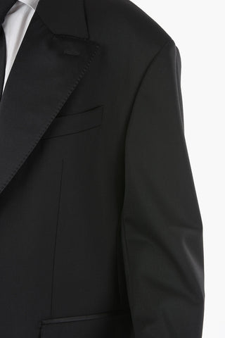Tailored Single-breasted Blazer with Satin Peak Lapel