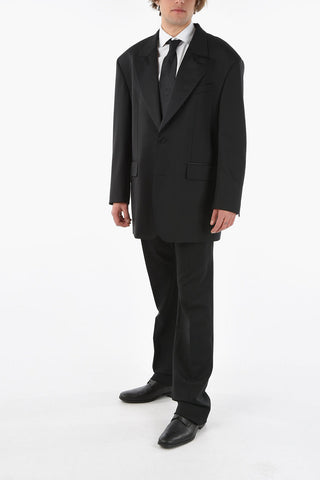 Tailored Single-breasted Blazer with Satin Peak Lapel