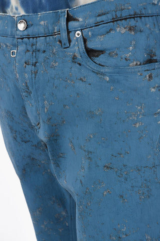 DENIM Jeans Loose Fit in Cotone Spalmato con Placca Logo