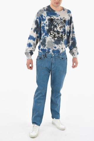 DENIM Jeans Loose Fit in Cotone Spalmato con Placca Logo