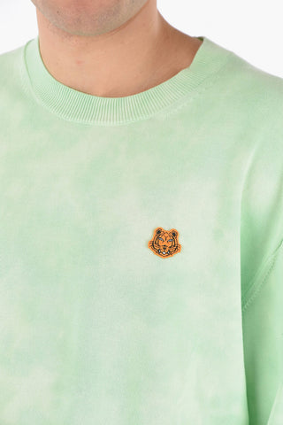 Tye-dyed Crewneck Sweater with TIGER CREST Logo Patch