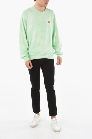Tye-dyed Crewneck Sweater with TIGER CREST Logo Patch