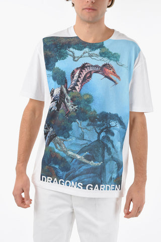 Crewneck T-shirt with DRAGON GARDEN Print