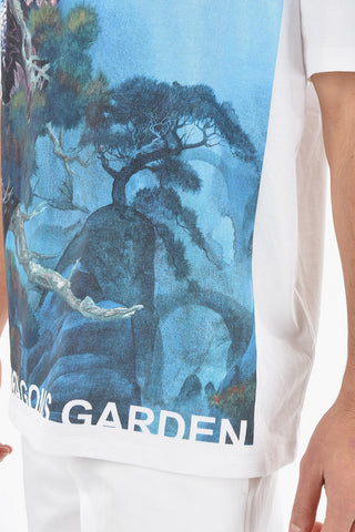Crewneck T-shirt with DRAGON GARDEN Print