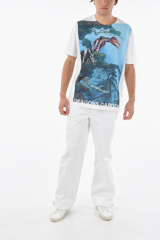 Crewneck T-shirt with DRAGON GARDEN Print