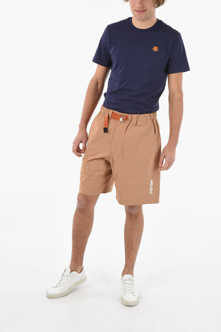 Textured-cotton Shorts with Industrial Belt